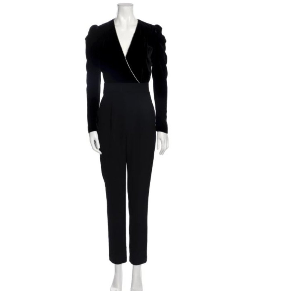 VERONICA BEARD Cleo crystal-embellished velvet and cady jumpsuit